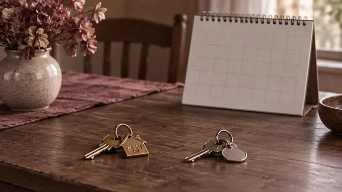 Dos juegos de llaves junto a un calendario sin texto